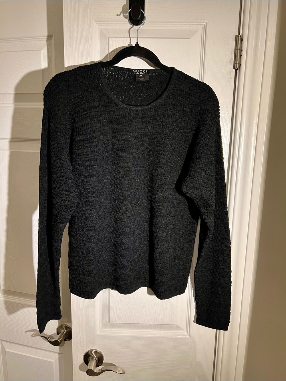 Gucci Black Textured Knit Crewneck Sweater